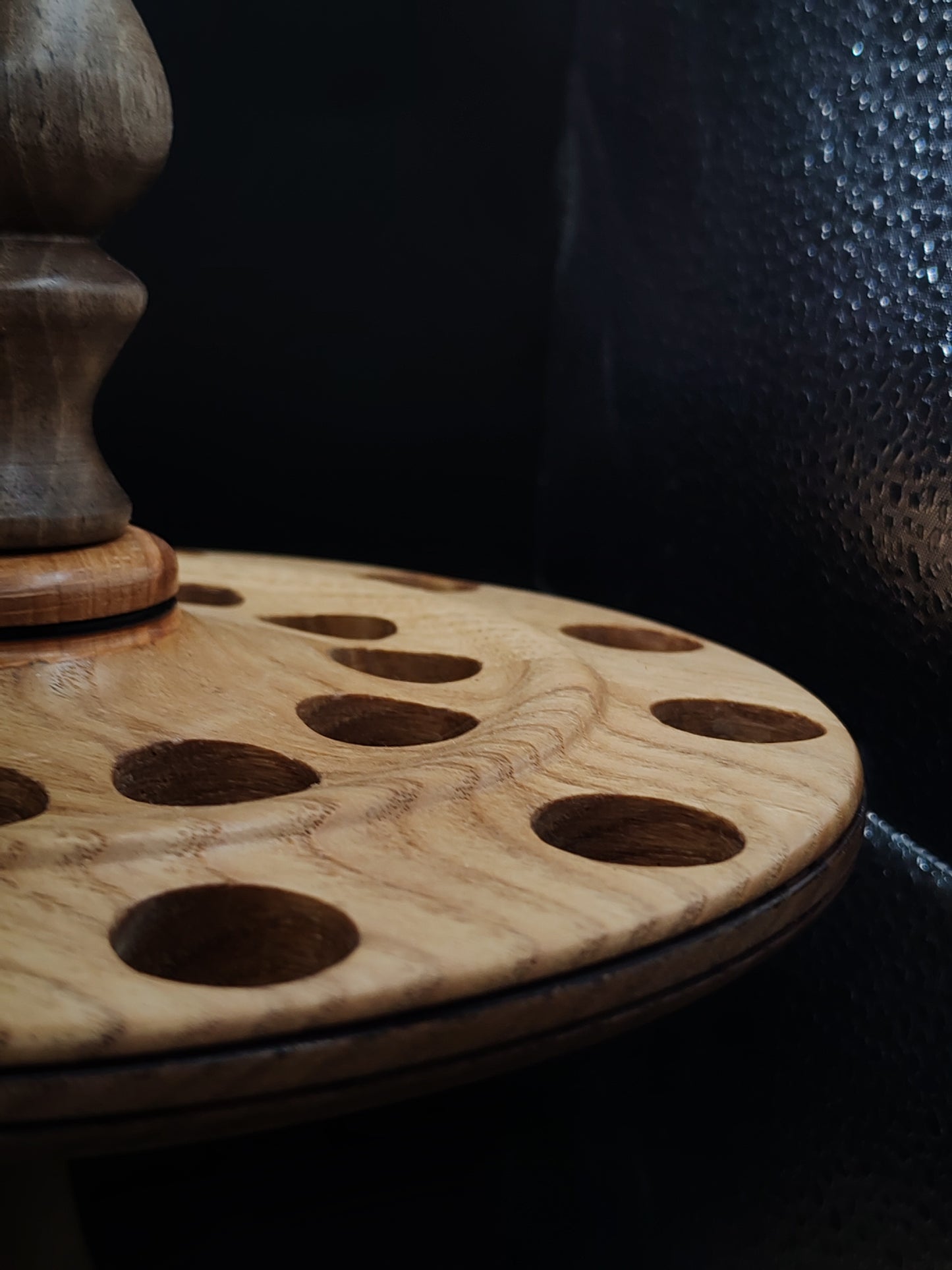 Spindle Stand for Support & Drop Spindles – Beech, Chestnut & Walnut Organizer