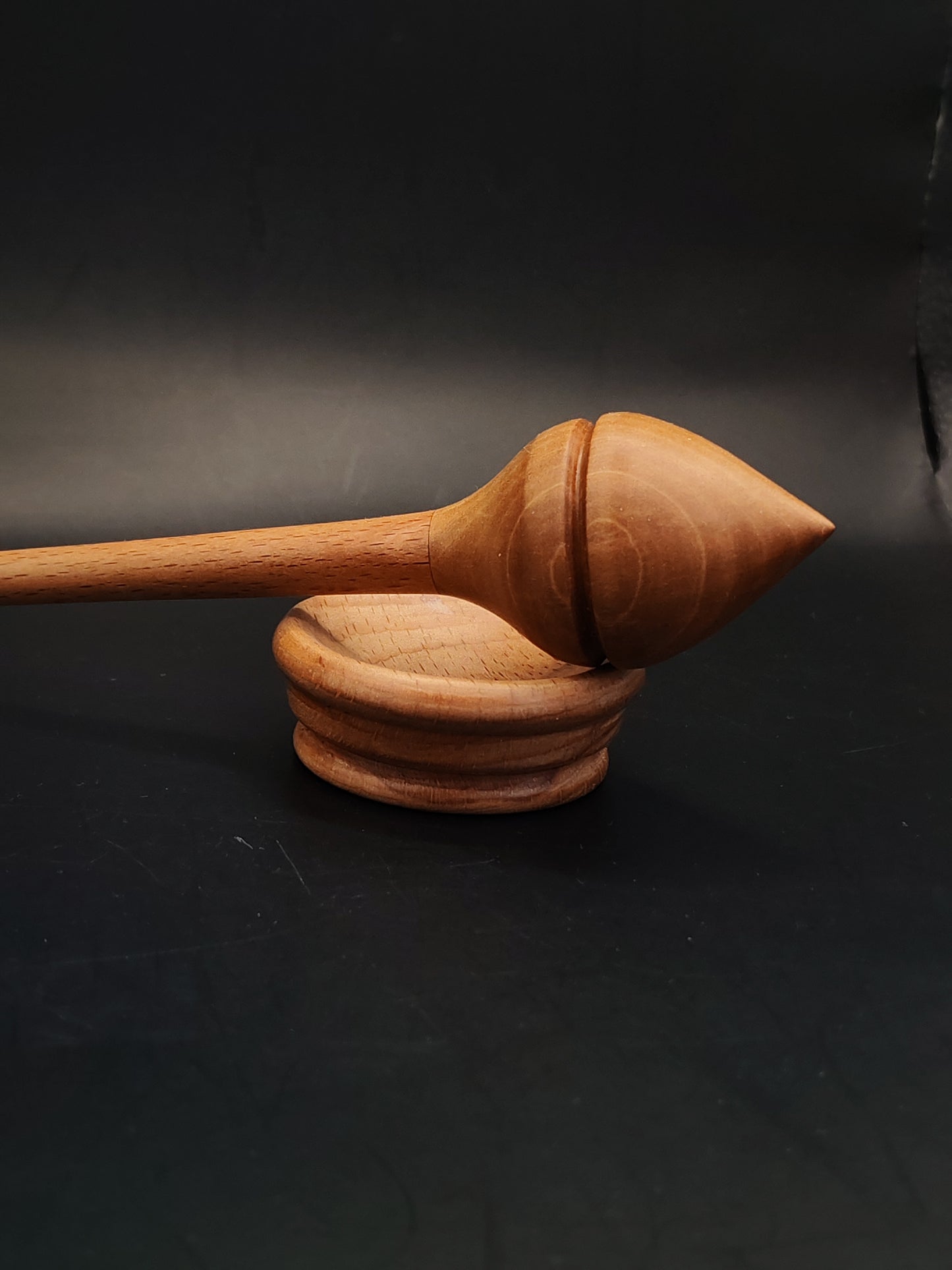 Support Spindle – Beech Shaft & Pear Whorl, 24 cm / 9.4″, 29 g + Bowl