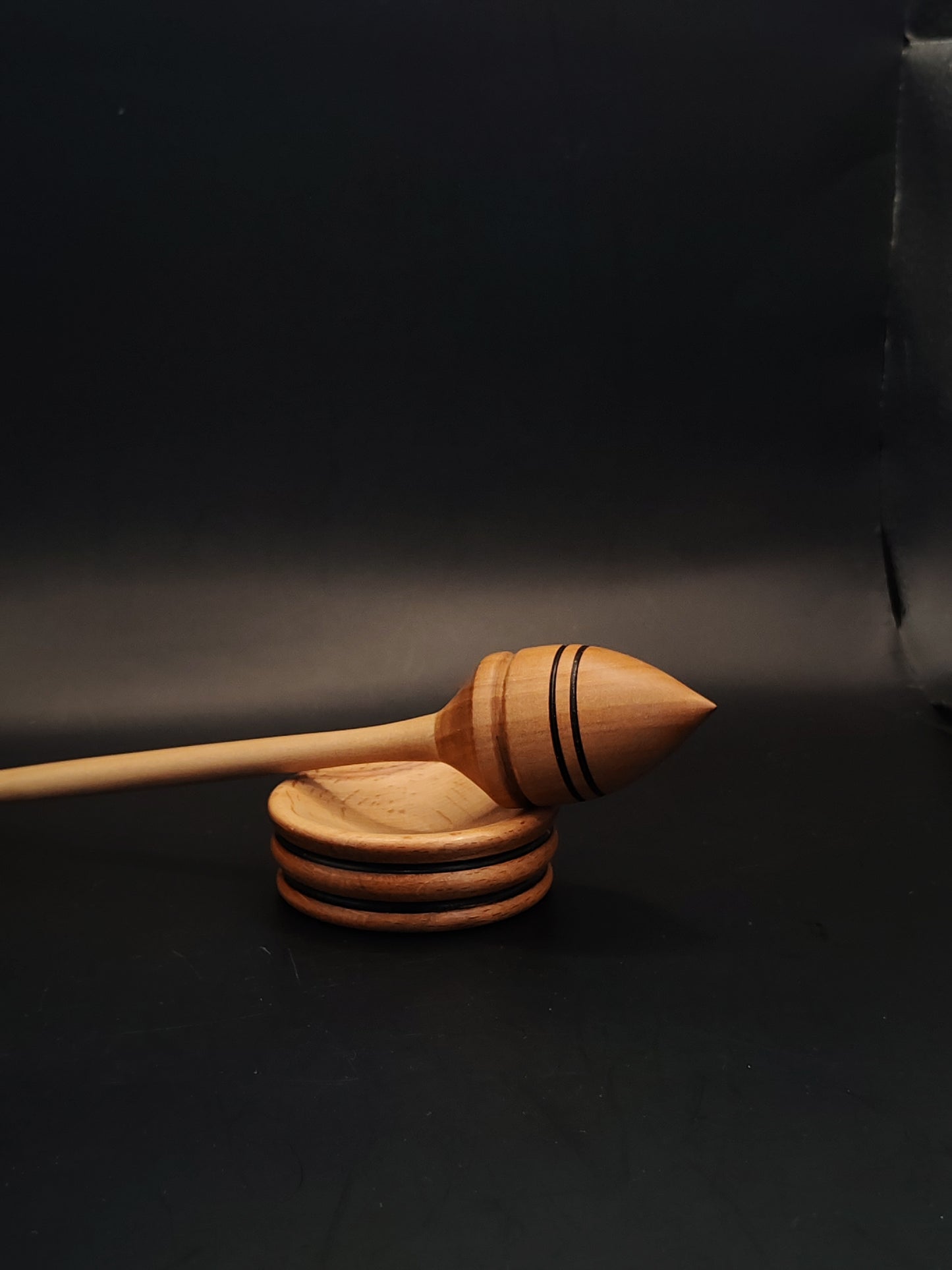 Support Spindle – Pear Whorl & Grey Walnut Shaft, 24 cm / 9.4″, 29 g + Bowl