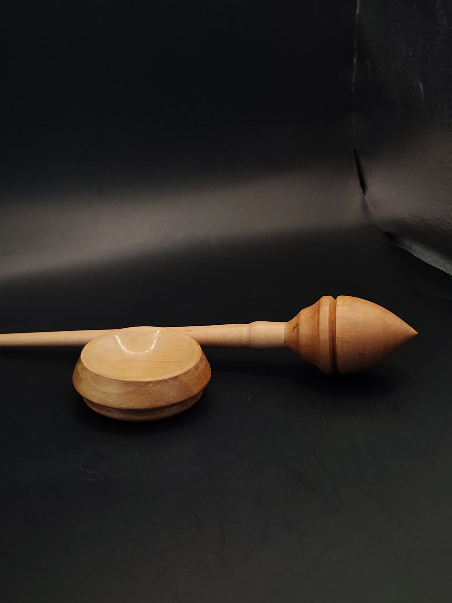 Support Spindle – Apple Shaft & Pear Whorl, 25 cm / 9.8″, 29 g + Bowl