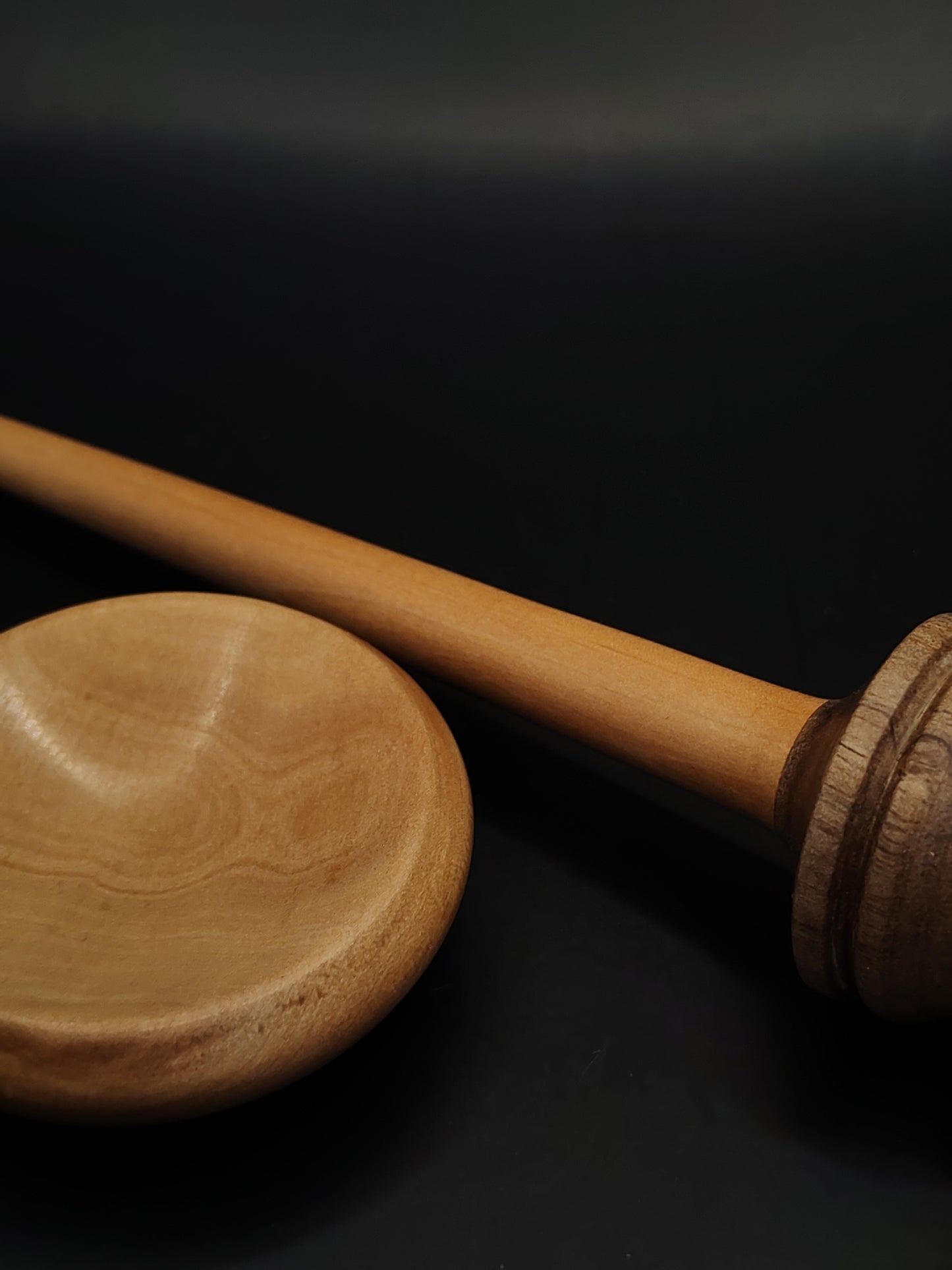 Support Spindle – Pear Shaft & Walnut Whorl, 25.5 cm / 10″, 28 g + Bowl