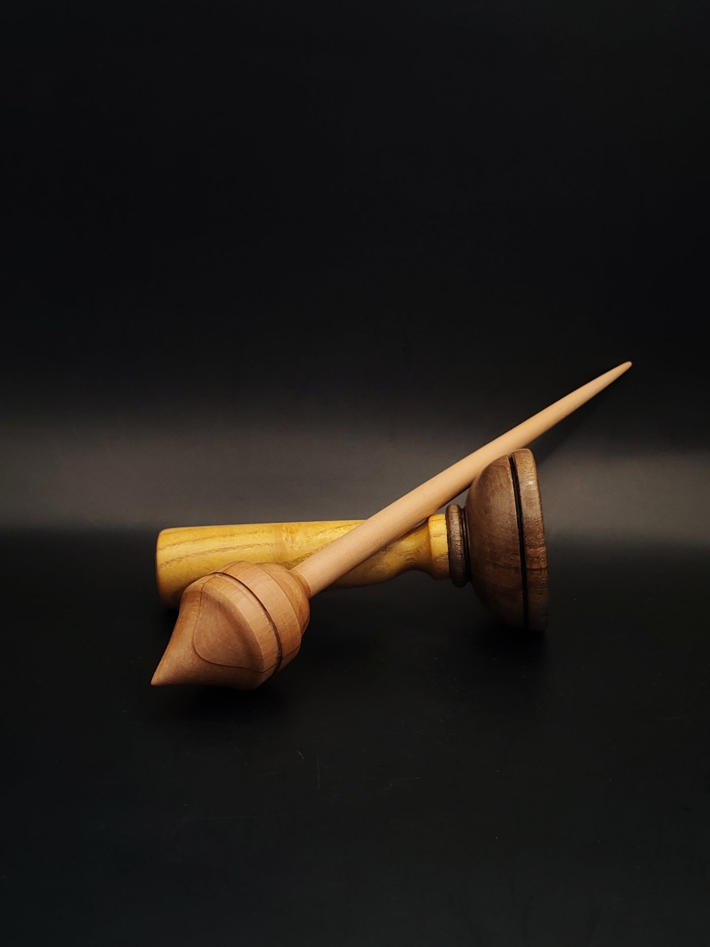 Support Spindle – Apple Shaft & Pear Whorl, 24.5 cm / 9.6″, 29 g + Lap Bowl