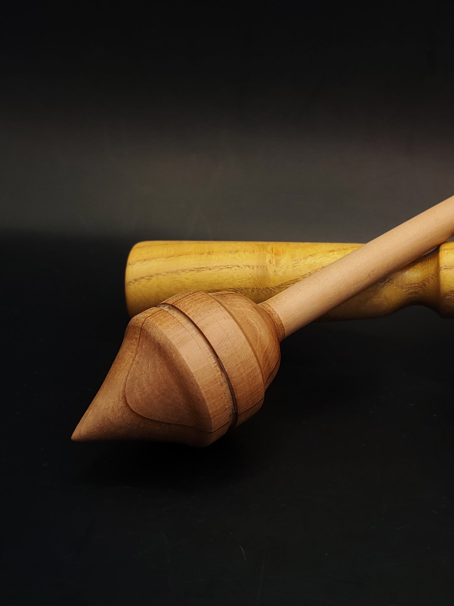 Support Spindle – Apple Shaft & Pear Whorl, 24.5 cm / 9.6″, 29 g + Lap Bowl