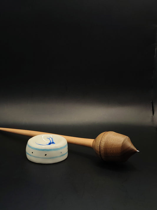 Support Spindle with Metal Tip – Pear & Walnut, 28.5 cm / 11.2″, 52 g + Ceramic Bowl