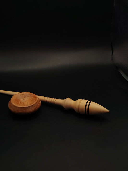 Support Spindle – Apple Wood, 26 cm / 10.2″, 22 g + Beech Bowl