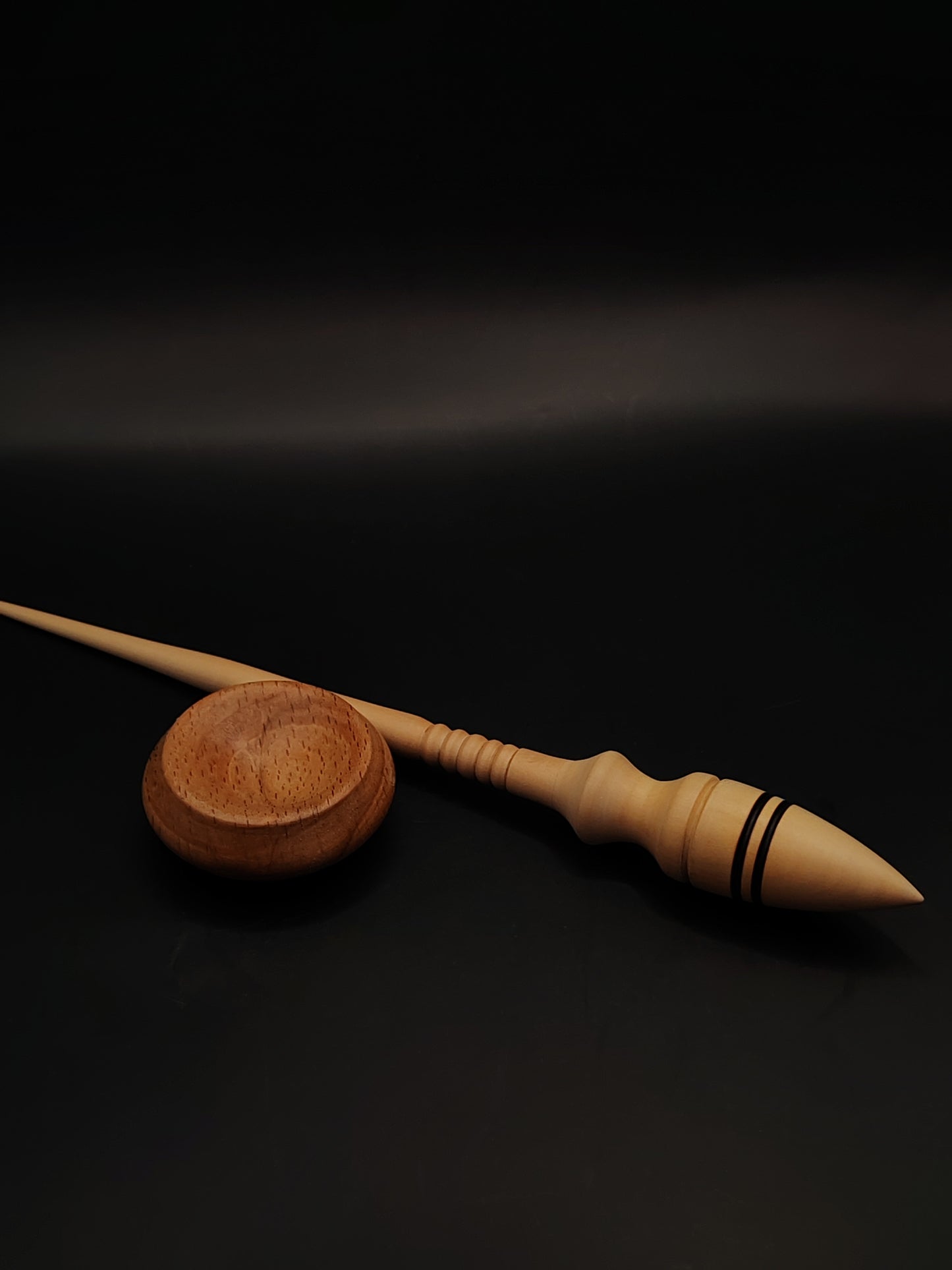 Support Spindle – Apple Wood, 26 cm / 10.2″, 22 g + Beech Bowl