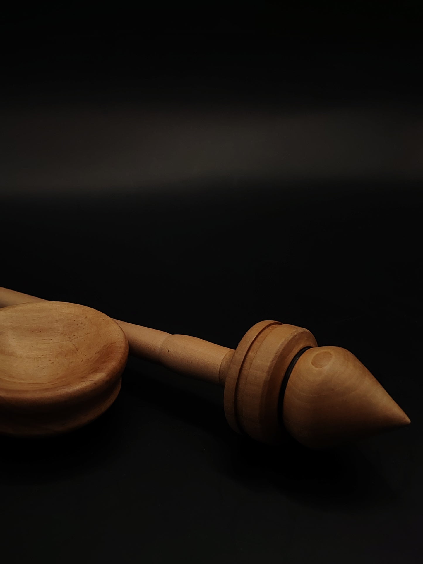 Support Spindle – Apple Shaft & Pear Whorl, 26.5 cm / 10.4″, 28 g + Bowl