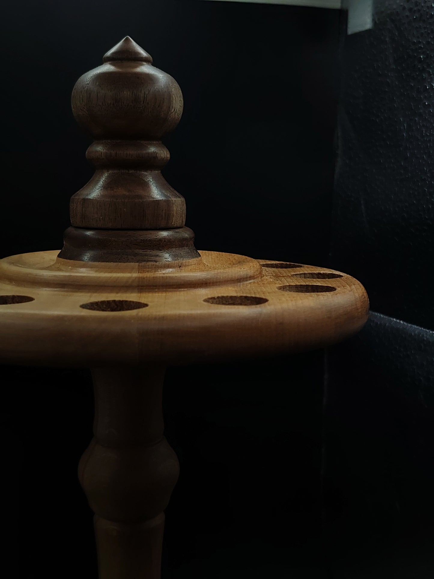 Spindle Stand for 12 Support & Drop Spindles – Walnut & Pear Organizer