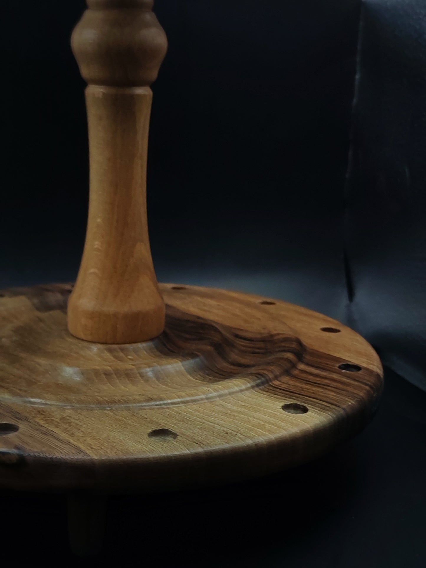 Spindle Stand for 12 Support & Drop Spindles – Walnut & Pear Organizer