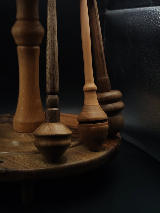 Spindle Stand for 12 Support & Drop Spindles – Walnut & Pear Organizer