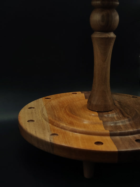 Spindle Stand for 12 Support & Drop Spindles – Walnut, Pear & Beech Organizer