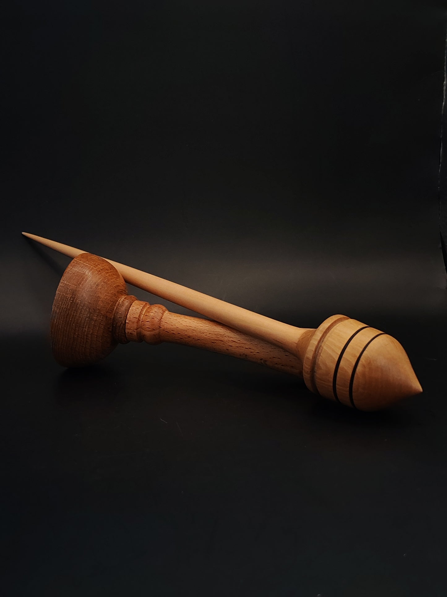 Support Spindle – Plum Shaft & Pear Whorl, 27 cm / 10.6″, 34 g + Lap Bowl