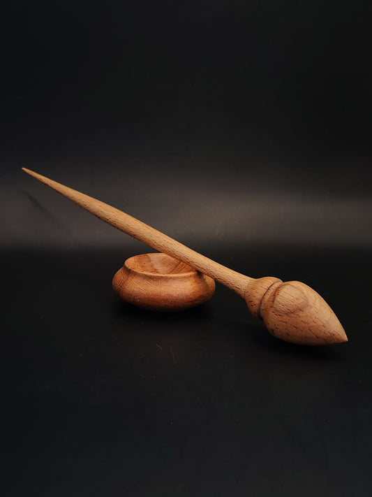 Support Spindle – Beech Wood, 24.5 cm / 9.6″, 17 g + Beech Bowl