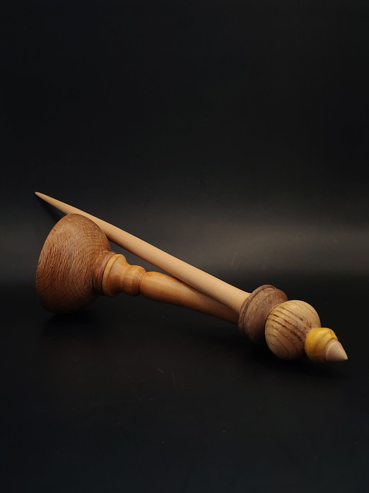 Support Spindle – Apple & Multiwood Whorl, 26 cm / 10.2″, 24 g + Lap Bowl