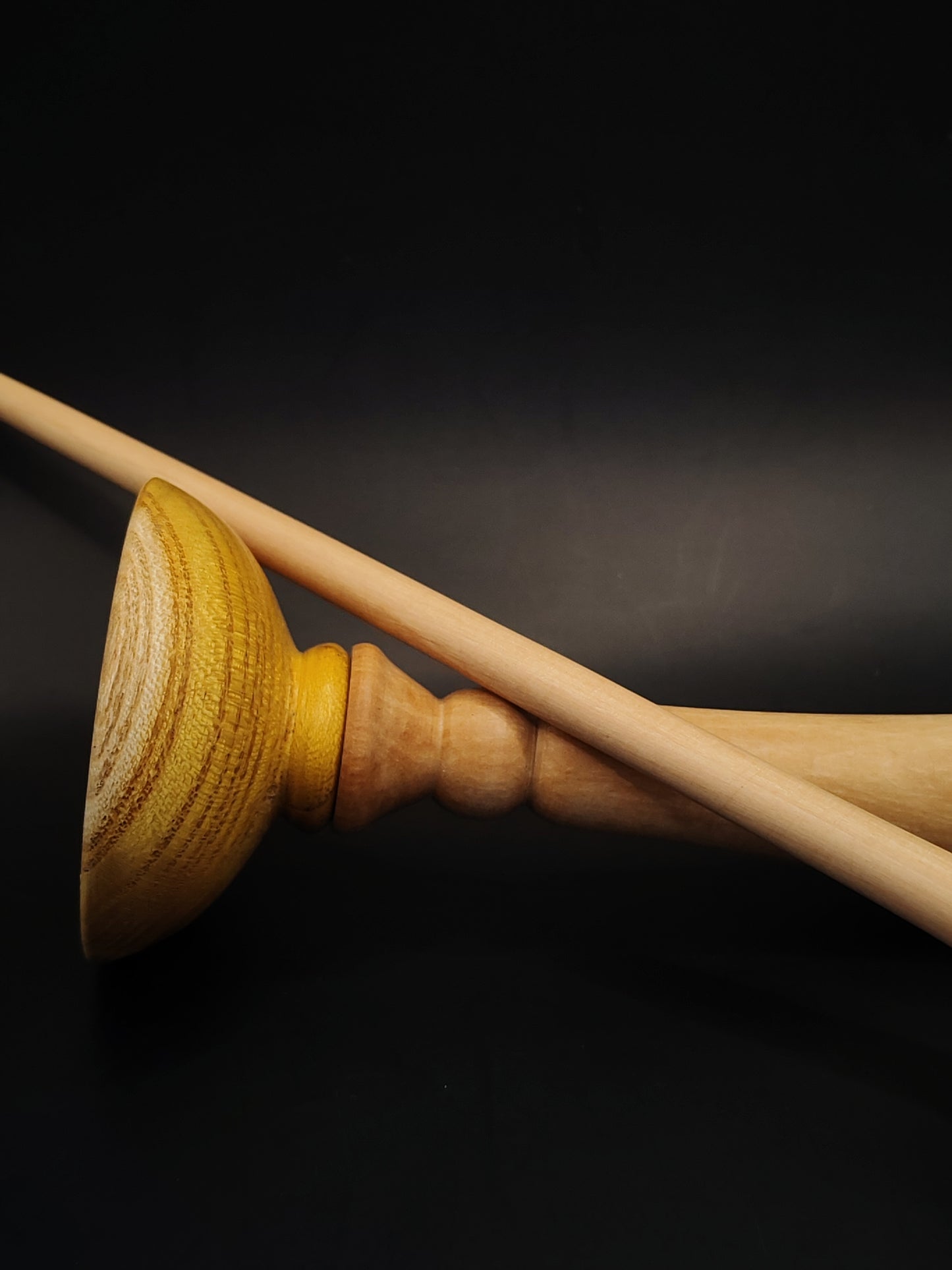 Support Spindle – Apple Shaft & Walnut Whorl, 27 cm / 10.6″, 22 g + Lap Bowl