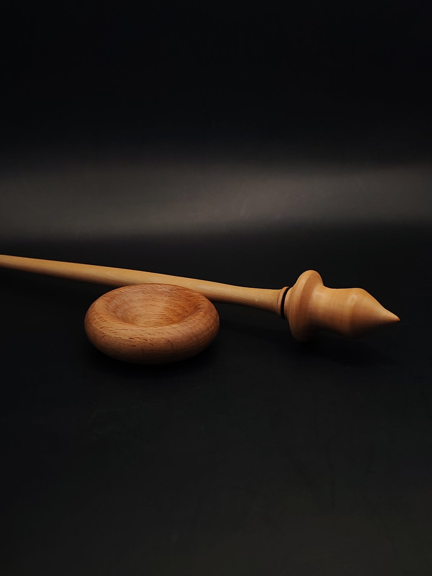 Support Spindle – Double Pear Wood, 27 cm / 10.6″, 21 g + Beech Bowl