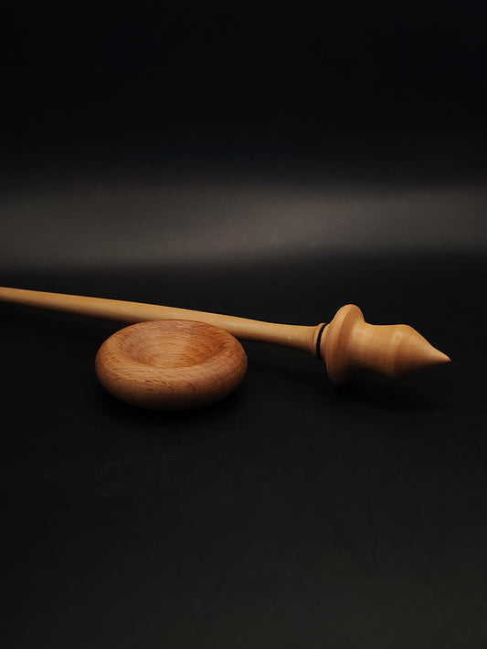 Support Spindle – Double Pear Wood, 27 cm / 10.6″, 21 g + Beech Bowl