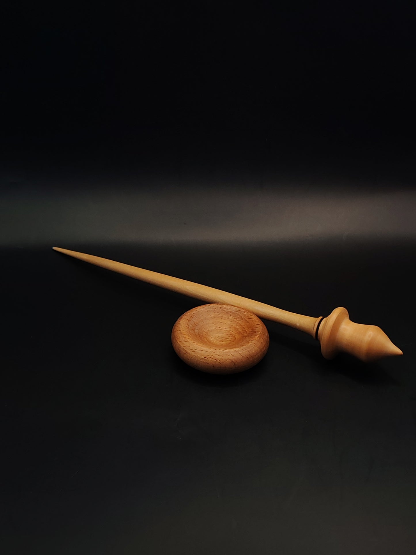 Support Spindle – Double Pear Wood, 27 cm / 10.6″, 21 g + Beech Bowl