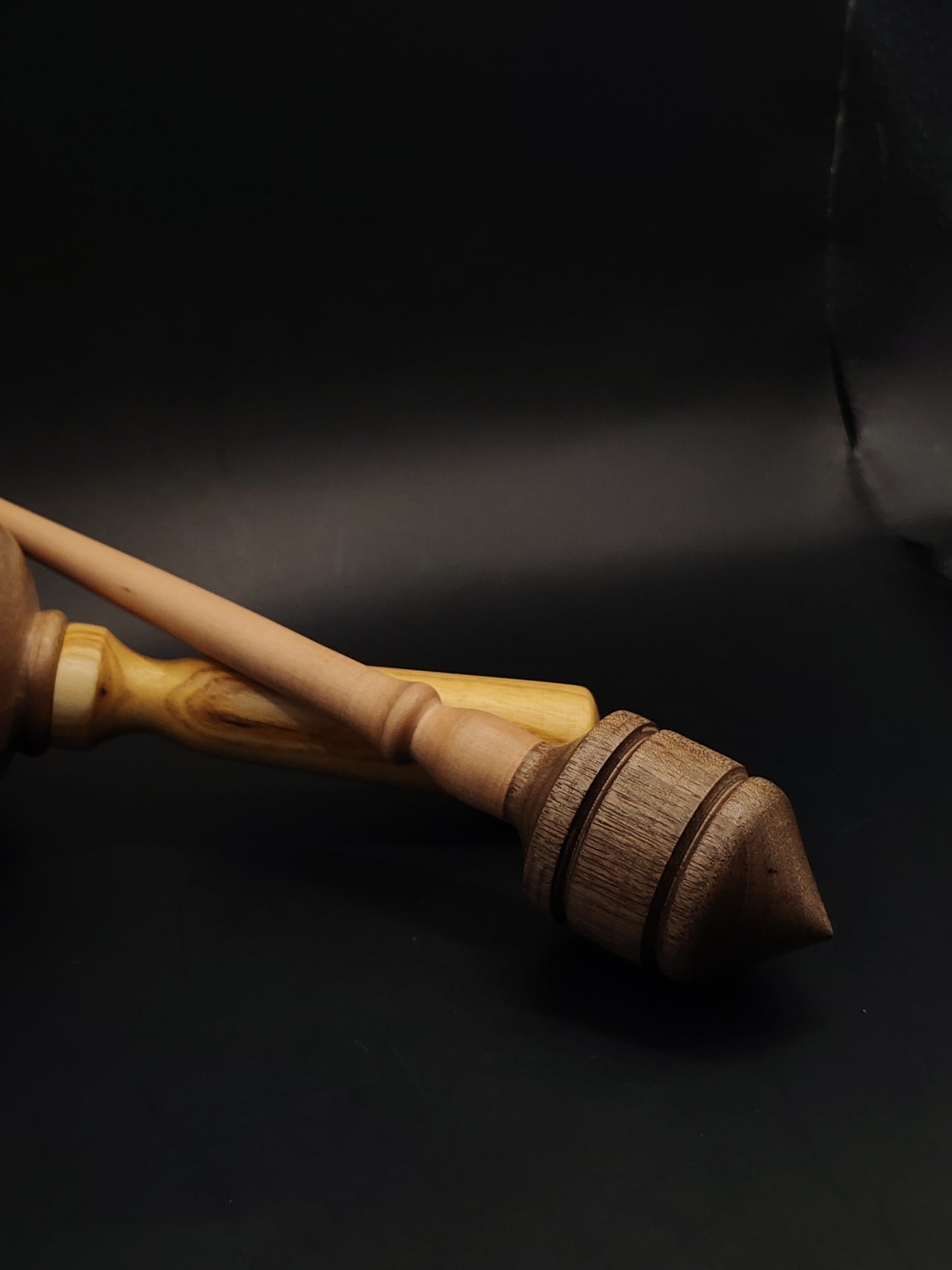 Support Spindle – Pear Shaft & Walnut Whorl, 26 cm / 10.2″, 34 g + Lap Bowl