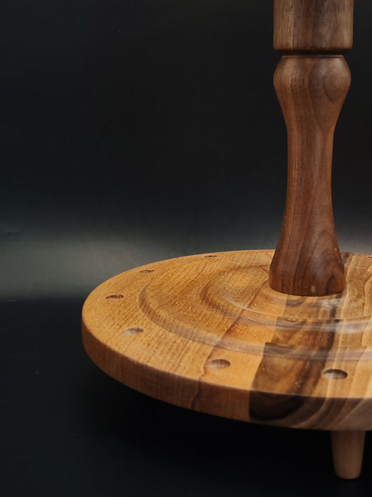 Spindle Stand for 12 Support & Drop Spindles – Pear Walnut Beech Organizer
