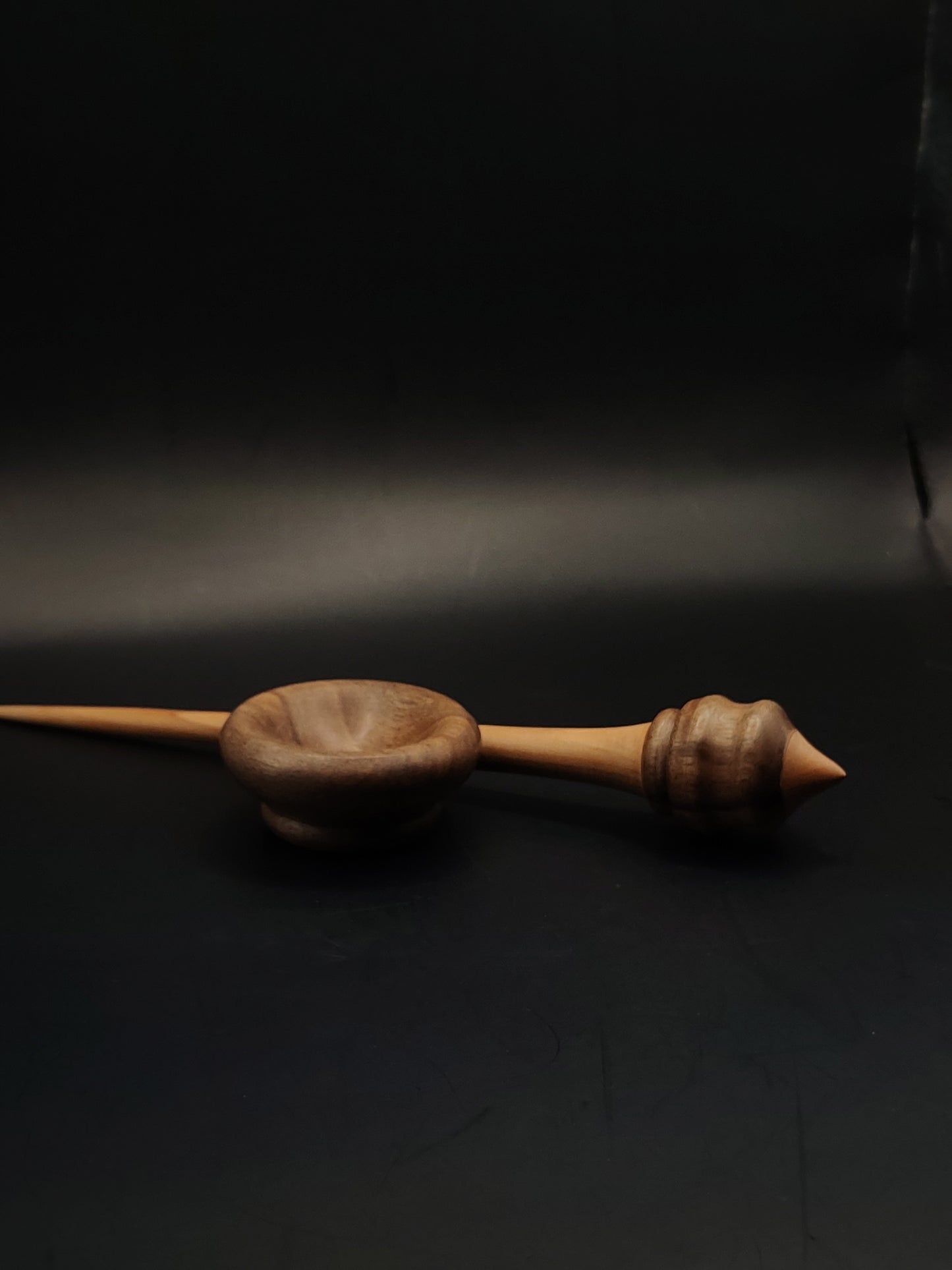 Support Spindle – Pear Shaft & Walnut Whorl, 22.5 cm / 8.9″, 17 g + Bowl