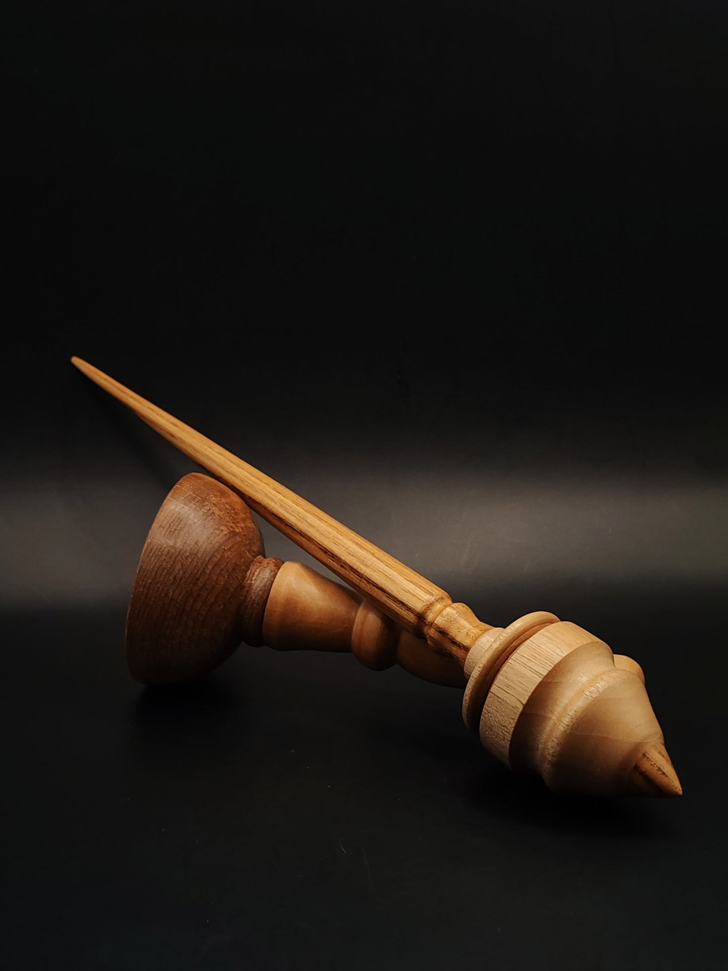 Support Spindle – Chestnut Shaft & Walnut Whorl, 25 cm / 9.8″, 32 g + Lap Bowl