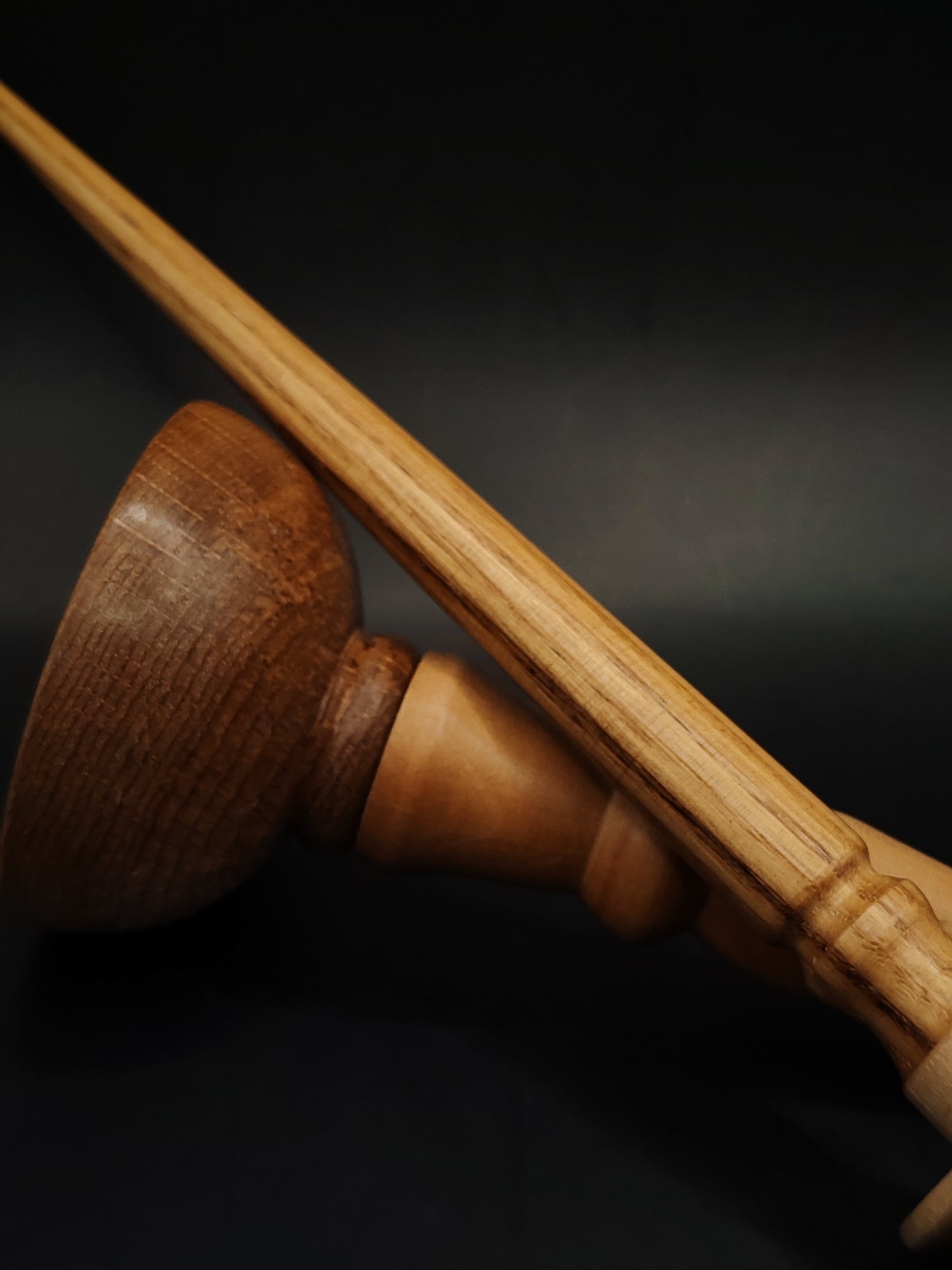 Support Spindle – Chestnut Shaft & Walnut Whorl, 25 cm / 9.8″, 32 g + Lap Bowl