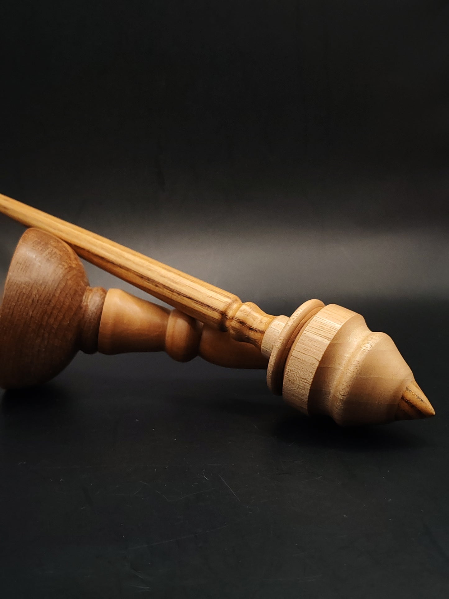 Support Spindle – Chestnut Shaft & Walnut Whorl, 25 cm / 9.8″, 32 g + Lap Bowl