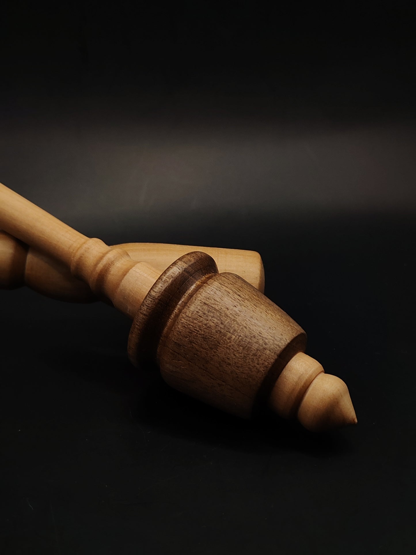 Support Spindle – Pear Shaft & Walnut Whorl, 26.5 cm / 10.4″, 31 g + Lap Bowl