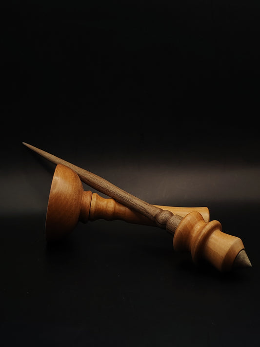 Support Spindle – Walnut Shaft & Pear Whorl, 25 cm / 9.8″, 30 g + Lap Bowl