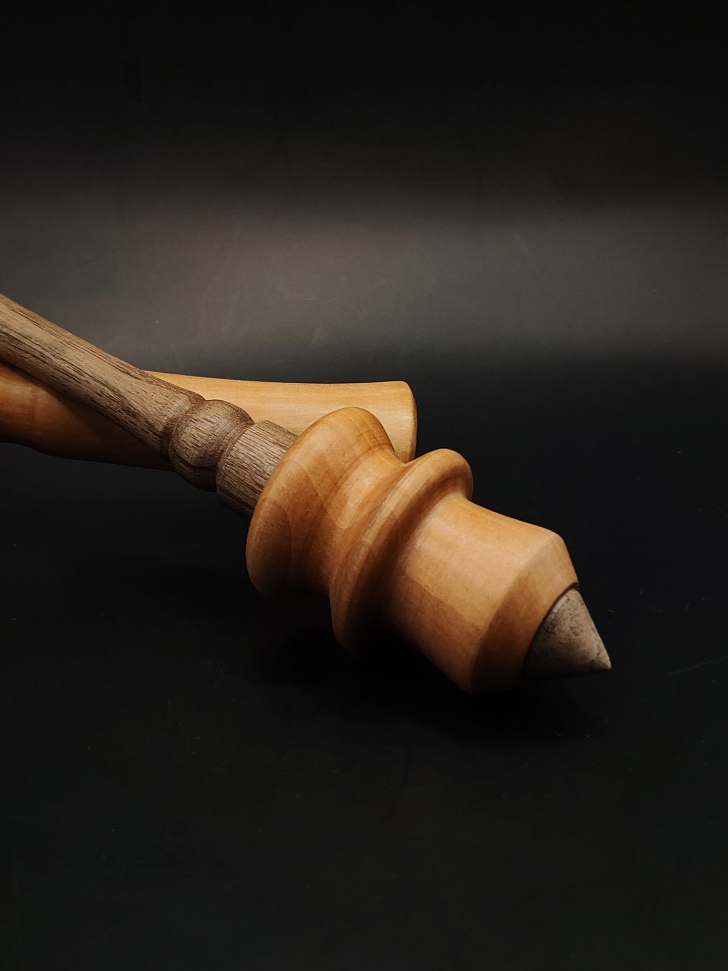 Support Spindle – Walnut Shaft & Pear Whorl, 25 cm / 9.8″, 30 g + Lap Bowl