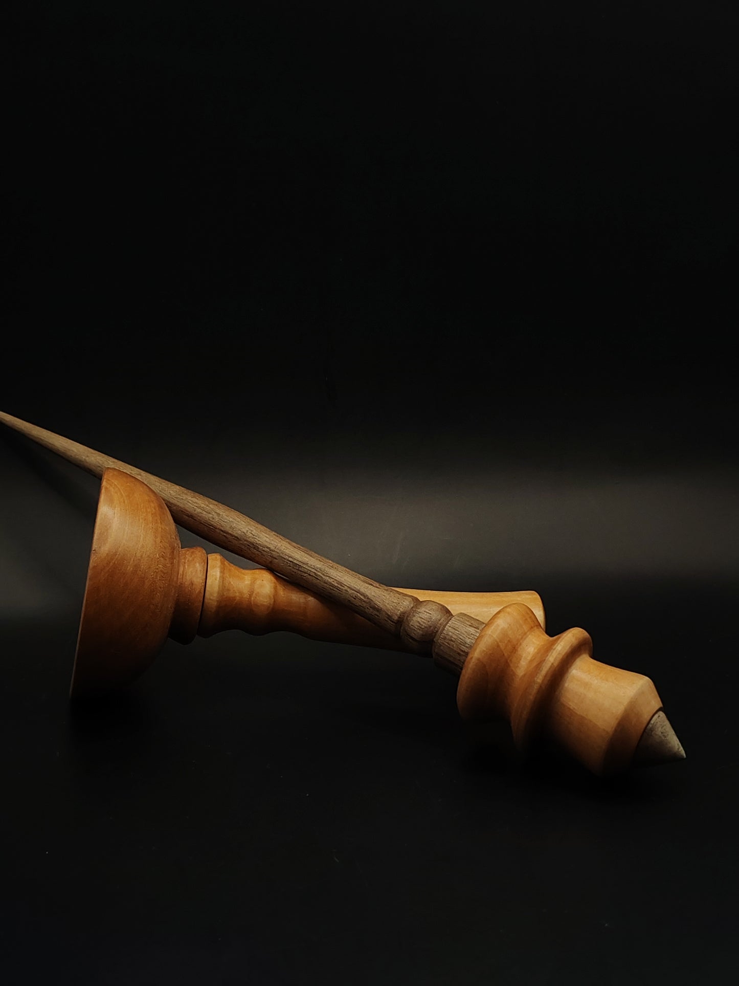 Support Spindle – Walnut Shaft & Pear Whorl, 25 cm / 9.8″, 30 g + Lap Bowl