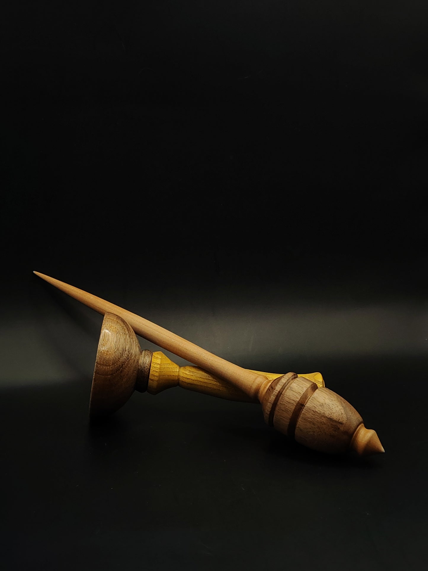 Support Spindle – Pear Shaft & Walnut Whorl, 26 cm / 10.2″, 35 g + Lap Bowl