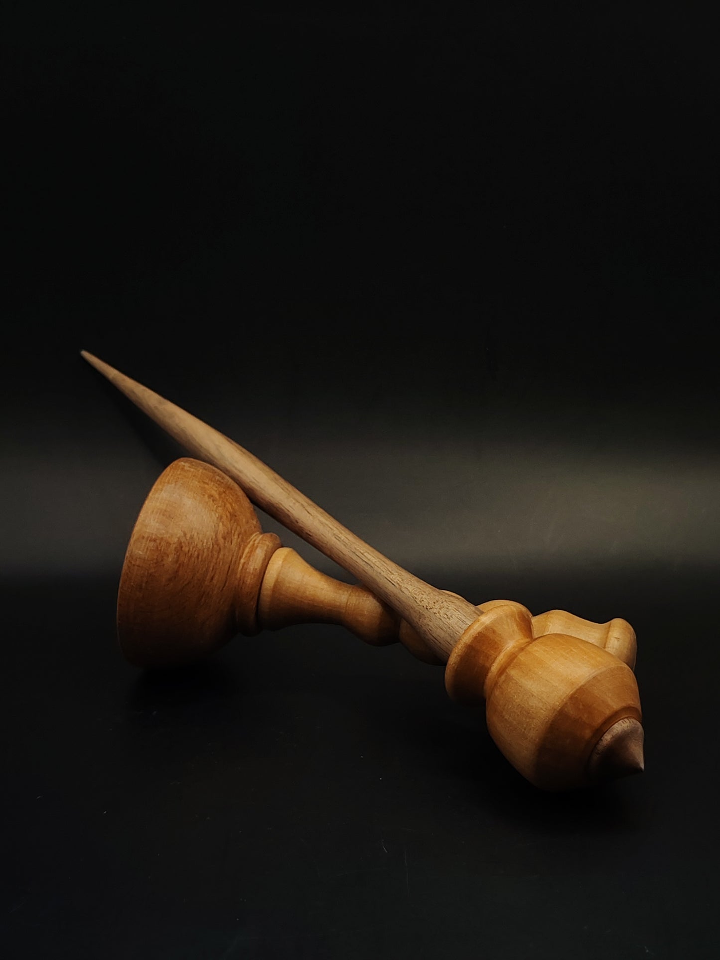 Support Spindle – Walnut Shaft & Pear Whorl, 24 cm / 9.4″, 31 g + Lap Bowl