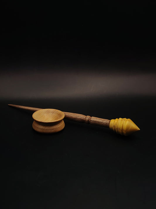 Mini Support Spindle – Walnut Shaft & Mulberry Whorl, 20 cm / 7.9″, 11 g + Bowl