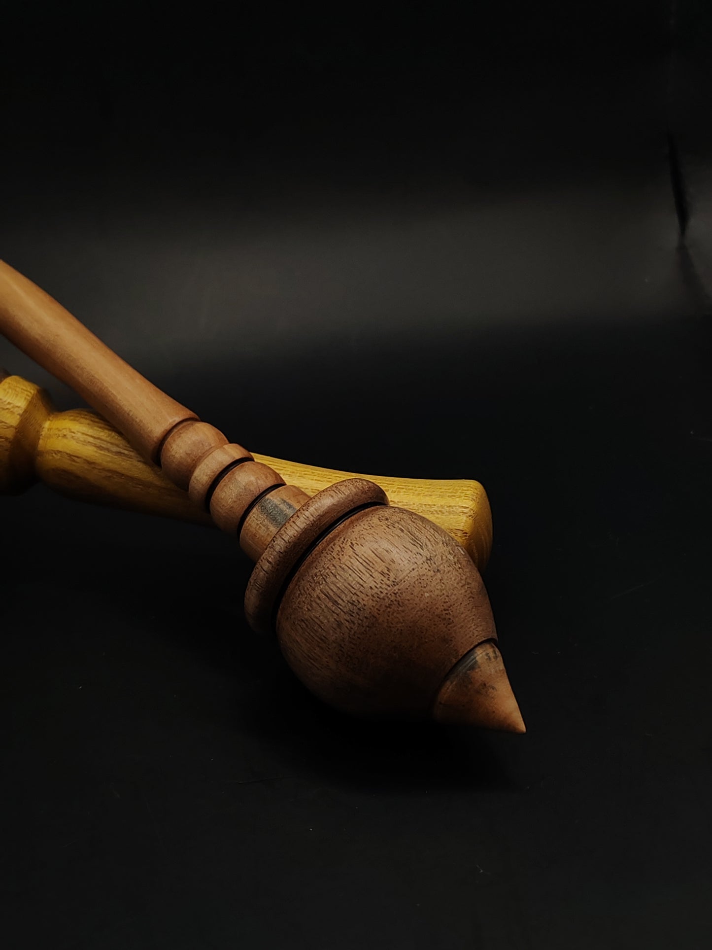 Support Spindle – Pear Shaft & Walnut Whorl, 25 cm / 9.8″, 33 g + Lap Bowl