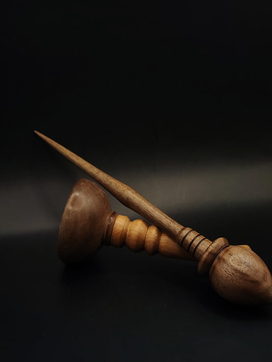 Support Spindle – Walnut Wood, 24.5 cm / 9.6″, 32 g + Pear Walnut Lap Bowl