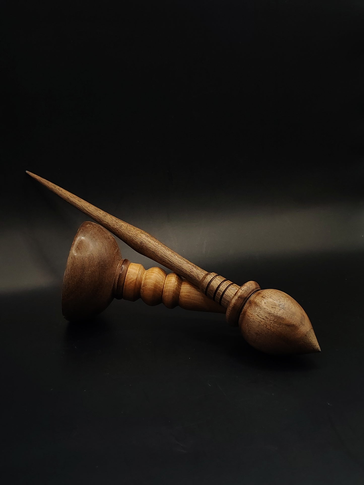 Support Spindle – Walnut Wood, 24.5 cm / 9.6″, 32 g + Pear Walnut Lap Bowl