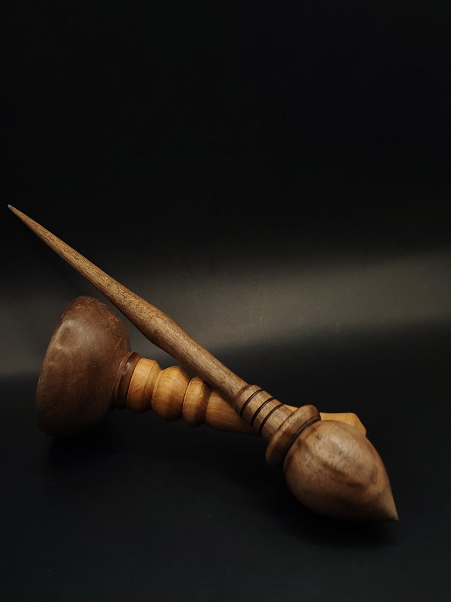 Support Spindle – Walnut Wood, 24.5 cm / 9.6″, 32 g + Pear Walnut Lap Bowl