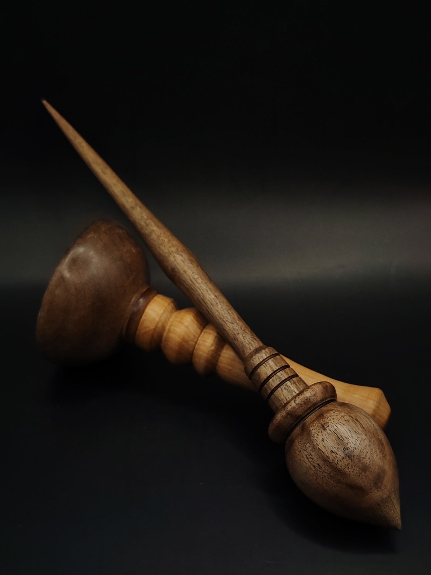 Support Spindle – Walnut Wood, 24.5 cm / 9.6″, 32 g + Pear Walnut Lap Bowl