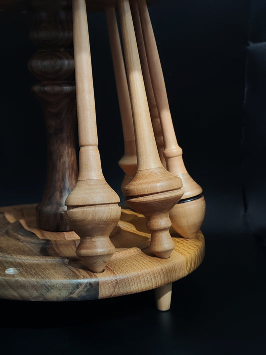 Spindle Stand for 12 Spindles – Walnut Beech Mulberry Organizer, Support & Drop
