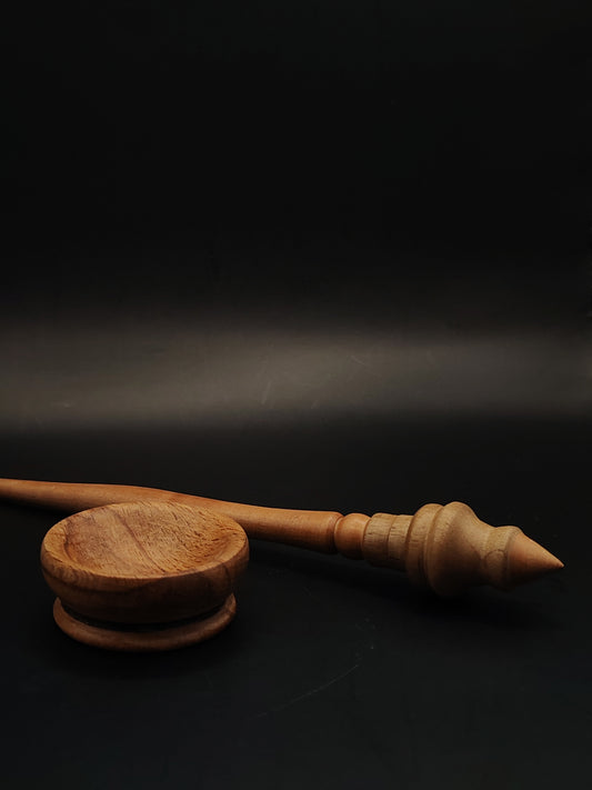 Support Spindle for Yarn Spinning – Pear & Walnut, 25 cm (9.8″), 18 g, Bowl Set