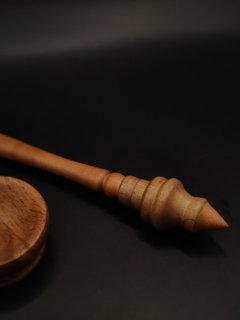 Support Spindle for Yarn Spinning – Pear & Walnut, 25 cm (9.8″), 18 g, Bowl Set