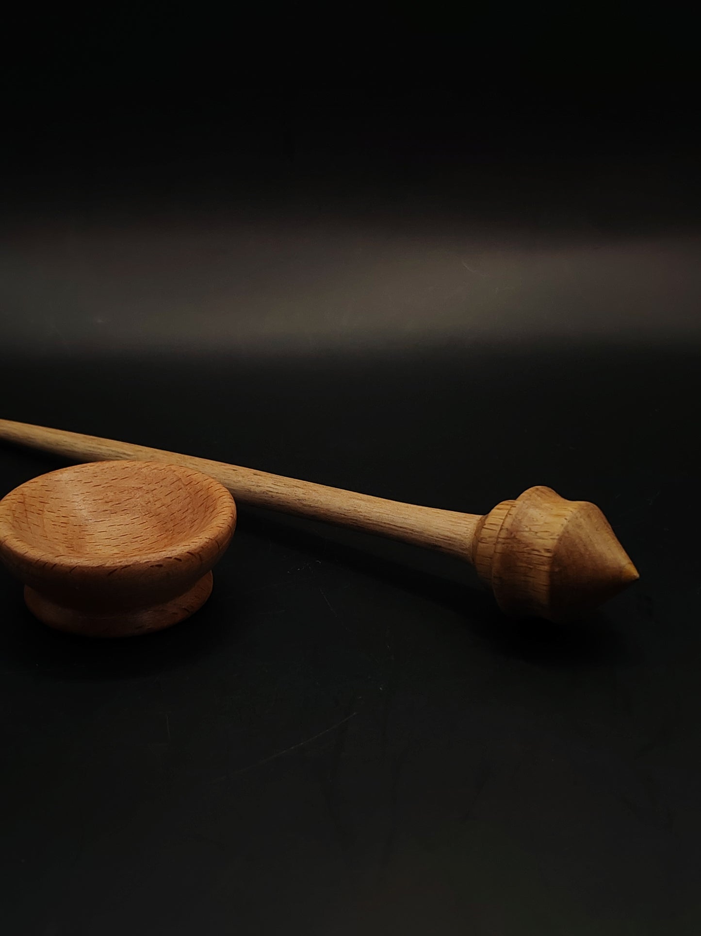 Support Spindle for Yarn Spinning – Walnut & Apple, 27 cm (10.6″), 23 g, Bowl Set