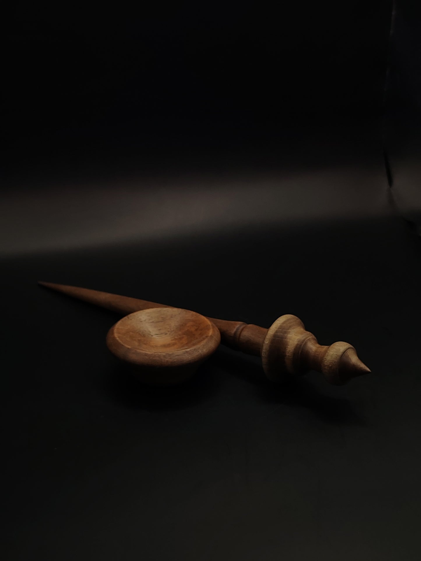 Support Spindle for Yarn Spinning – Walnut Wood, 24 cm (9.4″), 24 g, Bowl Set