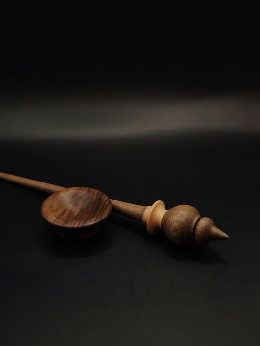 Support Spindle for Yarn Spinning – Walnut & Apple, 27 cm (10.6″), 23 g, Bowl Set