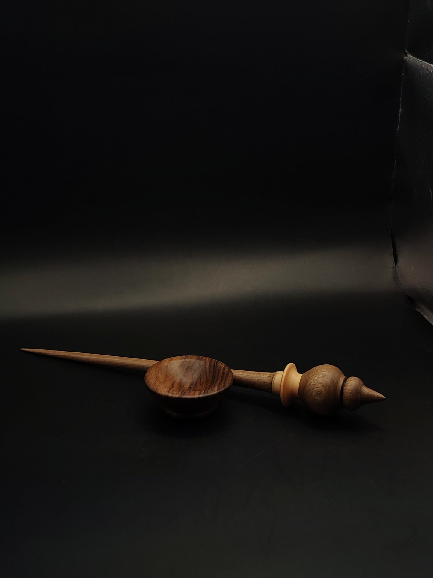 Support Spindle for Yarn Spinning – Walnut & Apple, 27 cm (10.6″), 23 g, Bowl Set
