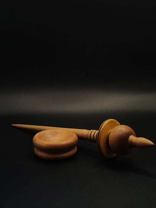 Support Spindle for Yarn Spinning – Pear, 26 cm (10.2″), 33 g, Bowl Set