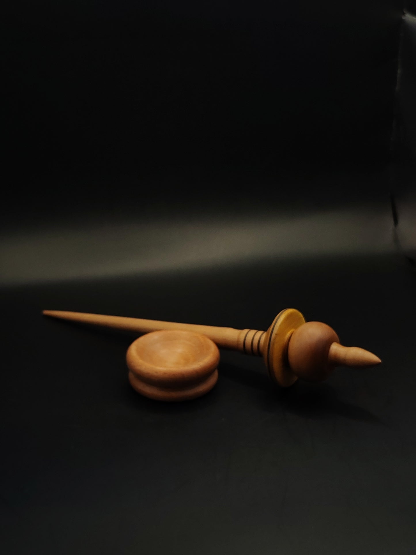 Support Spindle for Yarn Spinning – Pear, 26 cm (10.2″), 33 g, Bowl Set