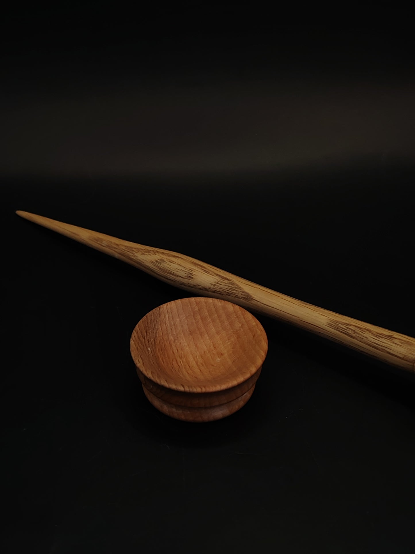 Support Spindle for Yarn Spinning – Chestnut & Grey Walnut, 23.5 cm (9.3″), 16 g Bowl Set